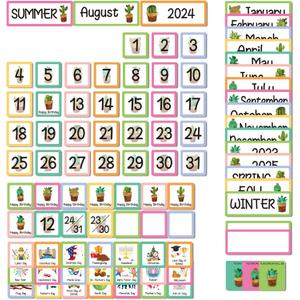 7 x 89pcs Classroom Monthly Calendar Pocket Chart Cards for Classroom Homeschool Needs