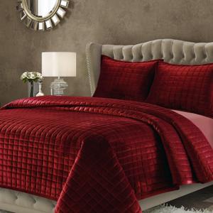Florence Solid Quilt Set Queen Burgundy