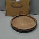 Handmade 12 Inch Decorative Tray, Small Beaded Tray Coffee Table Decor, Warm Brown Round Wooden Tray for Coffee Table, Dining Room Table Entryway and Living Room Table