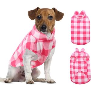 ASENKU Dog Sweater, Plaid Dogs Fleece Vest, Soft Comfortable Pet Pajamas, Warm Winter Puppy Shirt, Cold Weather Coat Jacket Pet Clothes for Small & Medium Dog Breeds