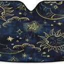 Sun Moon Boho Cosmos Astrology Windshield Sun Shade,Foldable Car Sun Shade for Front Windshield Sunshades Protector Blocks UV Rays Sun Visor Protect and Cool Your Vehicle Interior