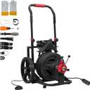 Auto Feed 100 FT1/2" Electric Drain Cleaner Machine, Drain Auger Includes 6 Cutters & Gloves, Suitable for 1 to 4 Pipes, Auto Feed Electric Sewer Snake Auger for Various Scenarios