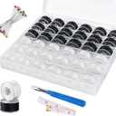 Black& White Bobbin Thread Set with Case - Prewound Class15 Bobbin for Singer/Brother/Janome/Embroidery Machines