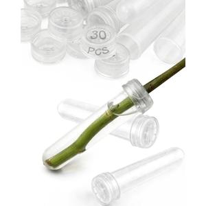 Geuoaoa 30 Pack Floral Water Tubes with Caps, 3.7 Single Flower Water Tube 23ml, Plastic Vials for Milkweed, Plant, Bouquet Accessories, Florist Supplies