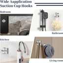 2 x Suction Cup Hooks for Shower, Towel Hook for Bathroom Wall, 2 Pack No-Drill Wall Hanger for Kitchen, Glass, Mirror, Tile to Hang Robes, Loofah(Silver)