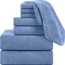 8 Pcs Blue Bath Towel Set,2 Pcs Oversized Towels 35x70 Inches 2 Pcs Hand Towel 4 Pcs Washcloth Bathroom Towel Quick Qry Ultra Soft Hotel Towels,Bath Sheets or Adults