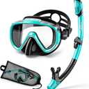 Aegend Snorkeling Gear for Adult Kids, Snorkel Set with Raised Nose Cover | Dry Snorkel Anti-Fog with Mesh Bag, HD View Anti-Leak for Scuba Diving