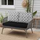 idee-home Outdoor Loveseat Cushions for Patio Furniture, Waterproof Couch Hampton Bay Deep Seat Cushion Replacement Set 46" x 26", Patio Love Seat Sofa Cushions for Garden Chair, Navy Blue Pattern