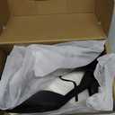 Coutgo Women's Chunky Heels Ankle Strap Pointed Toe Pumps (10, Black)