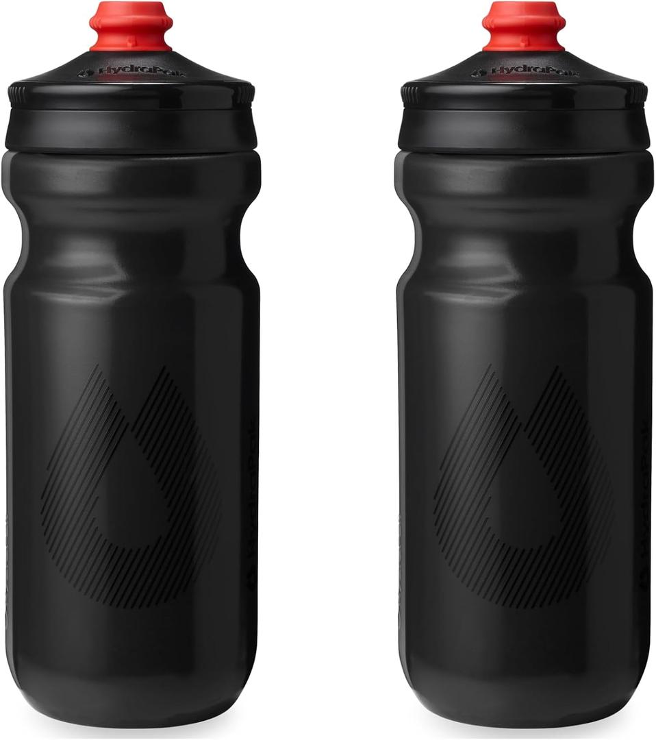 HydraPak Breakaway Surge Lightweight Bike Water Bottle 2-Pack (20oz, 25oz, 30oz) - High Flow, Cycling & Sports Squeeze Bottle (Charcoal)