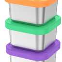 3Pack 6oz Reusable Stainless Steel Snack Containers for Kids, Easy Open Leak Proof Metal Small Toddler Snack Containers with Silicone Lids, Stackable Metal Toddler Lunch Box for Daycare School Travel