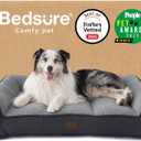 Bedsure SupportMax XL Orthopedic Dog Beds Large Sized Dog - Extra Thick Supportive Dogs Couch with Waterproof Washable Cover, Extra Large Comfort Pet Sofa with Soft Sherpa & Nonskid Bottom, Grey, 42"