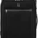 Travelpro Platinum Elite Softside Expandable Checked Luggage, 8 Wheel Spinner Suitcase, TSA Lock, Men and Women, Shadow Black, Checked Medium 25-Inch