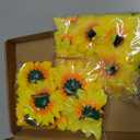 Clip on Fake Sunflowers, Artificial Sunflower Heads with Clips, Faux Silk Sunflower, Yellow Flowers Head for Christmas Tree Wedding Bouquets DIY Craft Decor(3.7/3/1.6 in, 50 Pieces)