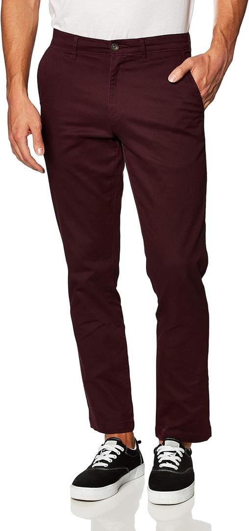 Amazon Essentials Men's Classic-Fit Casual Stretch Chino Pant (33W x 28L, Burgundy)