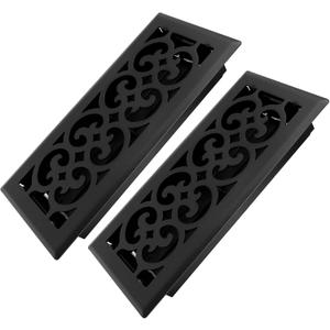 Howeall 4x10 Inches 2 Pack Heavy Duty Walkable Floor Register Easy Adjust Air Supply Lever Floor Vents - Charlotte Design - Vent Cover for Home Floor - Matte Black