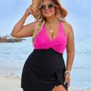 Blooming Jelly Women Plus Size Swimsuit One Piece Swim Dress Tummy Control Bathing Suits Criss Cross Modest Swimwear (XL)