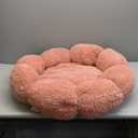 Lesure Calming Medium Dog Bed - Flower Donut Round Fluffy Puppy Bed in Plush Teddy Sherpa, Non-Slip Cute Flower Cat Beds for Indoor Cats, Medium Pet Bed Fits up to 45 lbs, Machine Washable, Pink 30"
