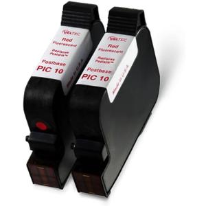 Veltec Red Florescent Ink Cartridge for FP PIC10 PostBase Models: #58.0052.3038.00, 20, 30, 45, 65, 85, Auto, Econ, Integra, Pro, ProDS and Semi Print Yield of 4000 Impressions (2-Pack)
