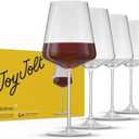 JoyJolt Sidney Red Wine Glasses Set of 4 | 19 oz Modern Wine Glasses with Long Stem | Home Bar Glass Set | Wedding Registry, Birthday, Anniversary, Gifts | Premium Crystal Stemware Made in Europe