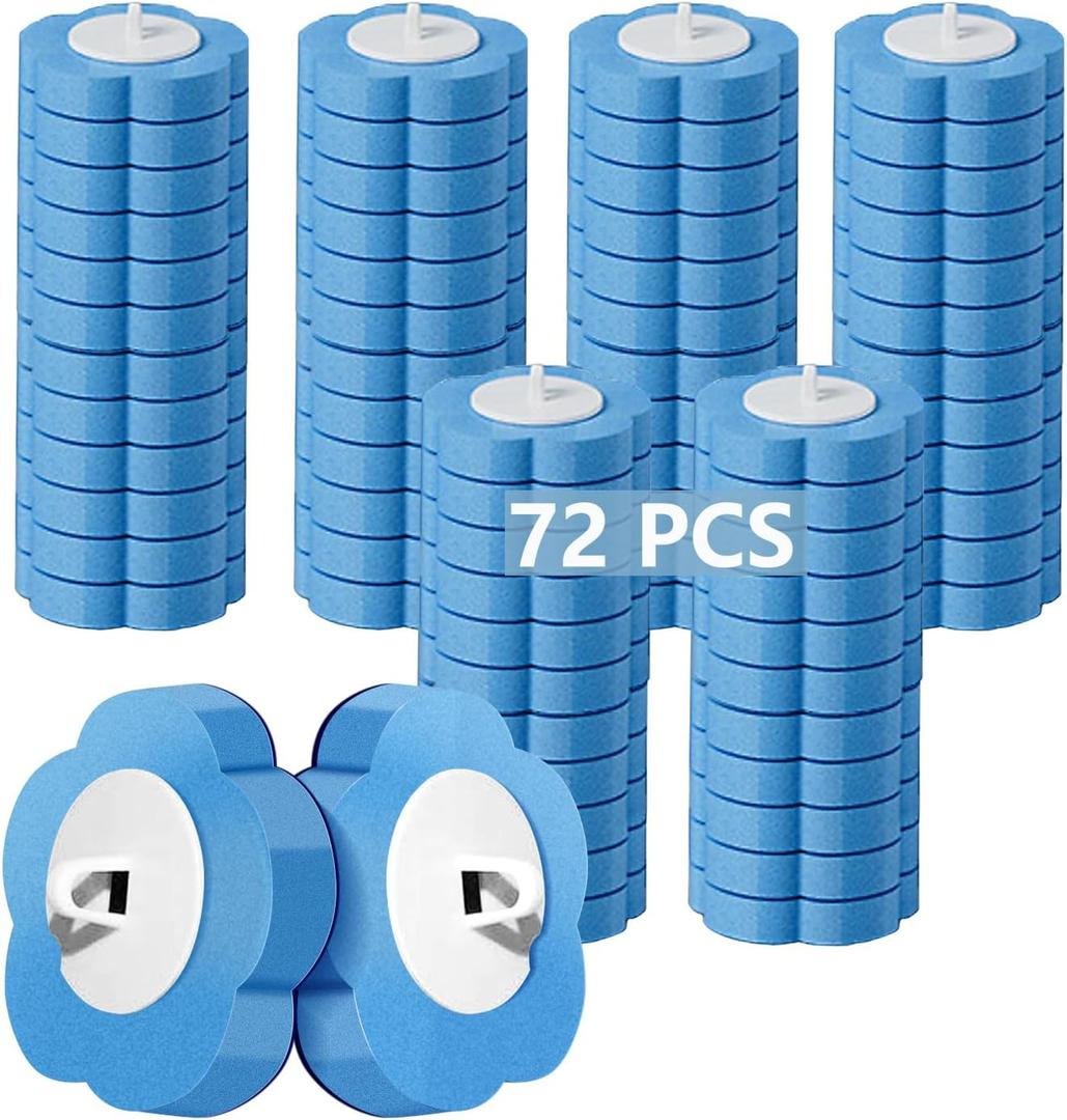 72 PCS Toilet Wand Refills,Toilet Cleaner Refill Pads Disposable Toilet Cleaning System Toilet Bowl Cleaners Scrubbing Pads for Sink Bathtub Wash Basin(Only RefillsOnly Fits for Ucaimao)-Blue