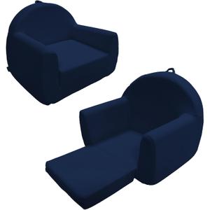Toddler Couch, Soft Kids Couch Bed Fold Out, 2-in-1 Kids Chairs Comfy, Toddler Chairs 1-11 Years Old, Toddler Chairs Comfy, Kid Sofa Lounge Chair(100% Polyester, Navy Blue, 27.5"17.7"20.8")