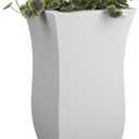 Mayne Valencia 30-Inch Tall Planter  Weather-Resistant Planter for Flowers  Durable Indoor/Outdoor Design for Patio, Porch, or Entryway (White)