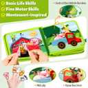 GOLIYEAN Busy Book for Toddlers 1-3, Montessori Toys for 1 Year Old Boy Girl Birthday Gifts, Busy Board Educational Toys for 1 Year Old Boys, Farm Animals Activity Books Airplane Car Travel Toy (Green)