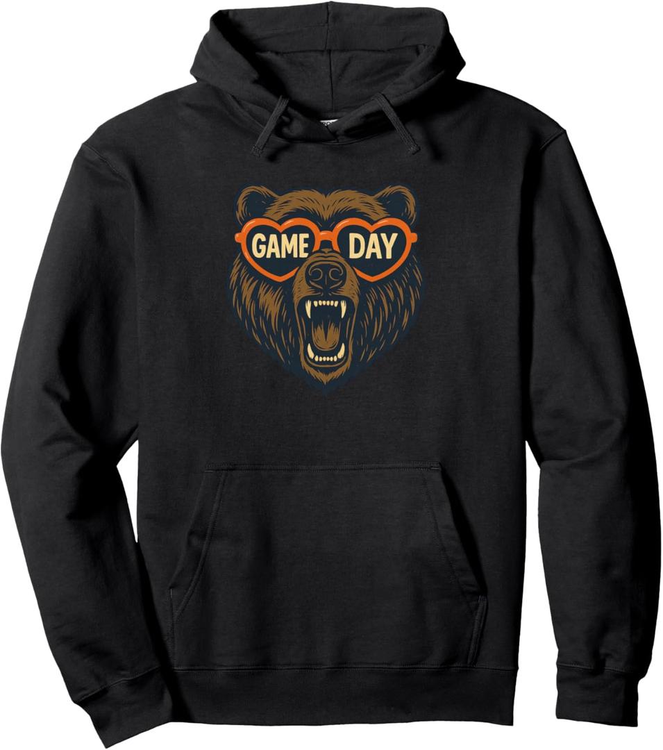 Funny Football Bear Game Day Vintage Shirt Fans Pullover Hoodie S