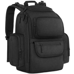 Mancro Diaper Bag Backpack, Multifunctional Dad Diaper Bag with 2 Side Insulated Pockets, Travel Water Resistant Baby Diaper Backpack for Men Women with Stroller Straps, Black (Large)