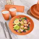 Orange Plastic Dishes Set for 8 includes Dinner Plates,Pasta Bowls,Soup Bowls and Drinking Cups,Unbreakable Orange Plastic Plates Set Microwave Dishwasher Safe For Thanksgiving Dinnerware Sets,32PCS