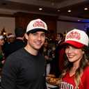 Qoyupuza Two-Tone Merry Christmas Embroidery Dad Hat - Eco-Friendly Degradable Snapback, Unisex Xmas Holiday Cap (Red/Beige)