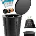 Height Adjustable Portable Folding Toilet for Camping, Adults & Kids, 400 lbs Capacity | Compact Travel Toilet with Lid, Waste Bags & Gel Packs | Outdoor, RV, Hiking, Emergency Potty