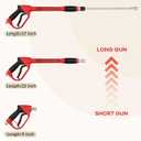 Pressure Washer Gun with Extension Replacement Wand, Power Washer Gun, M22 Fitting, 5 Nozzle Tips, 5000 PSI, 37 Inch