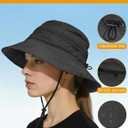 Sun Bucket Hats for Women UV Protection, Summer Beach Hat | Waterproof Quick Dry Rain Hat, Packable Sunhat, Ponytail Hole, Wide Brim, Adjustable, Chin Strap, Fishing, Hiking, Gardening