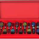10 Piece 1/2" Drive Impact Torx Bit Socket Set, T25 - T80, Impact Star Bit Socket Set, CR-MO Steel, Automotive Machinery Repair Bicycle Servicing and Furniture Assembly