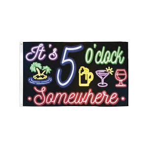 Flags Importer It's 5 o'Clock Somewhere (Neon) Flag 3x5ft Poly