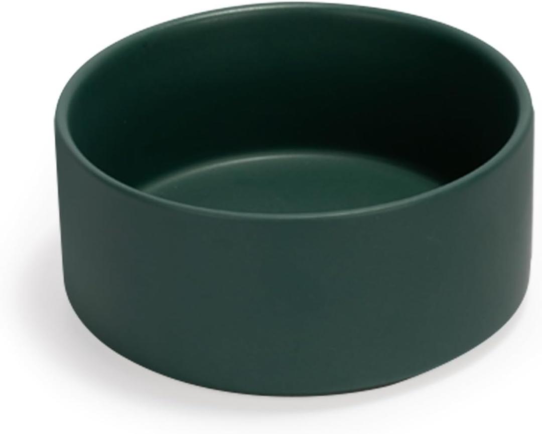 SPUNKYJUNKY 28.7OZ Ceramic Dog and Cat Bowl, Modern Cute Weighted Food Water Bowl for Replacement Green (1 Pack) (3.6 CUPS)