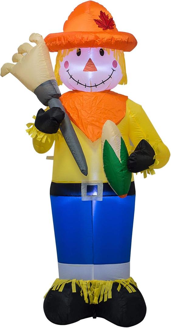AJY 6 Feet Fall Thanksgiving Harvest Inflatable Scarecrow with Corn Blow Up Indoor Outdoor Yard Lawn Decoration