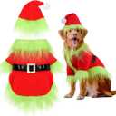Abbylike Dog Christmas Outfit Holiday Pet Character Green Hoodie Shirt with Hat for Dogs and Cats Christmas Pet Clothes Cute Dog Christmas Outfit Cosplay Party as Shown(Vivid, XL) (XL (Neck:17.32 Chest:22.04 Back :16.53))