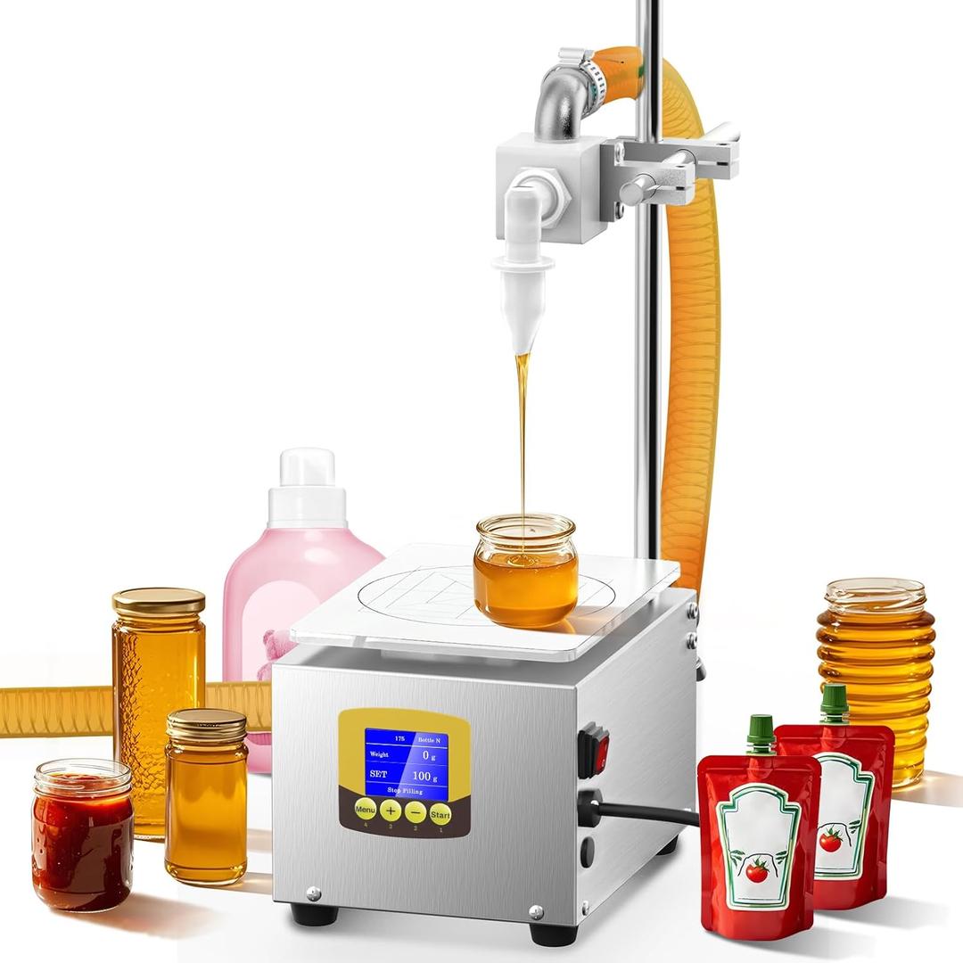 Viscous Liquid Filling Machine 2-IN-1 Honey Filling Machine, Automatic Weight Bottle Filling Machine for Oil, Laundry Detergent, Gel, Honey, Sauce