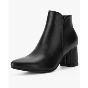 Women’s Ankle Boots with Side Cutout, Pointed Toe, Low Block Heel Zip Dress Booties for Work & Casual Wear, 9