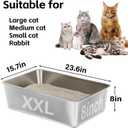 Stainless Steel Litter Box,XXL Metal Cat Litter Box for Big Cats 8IN Deep, Cat LitterBox High Sided Pet Toilet Easy to Clean,Cats Litter Pan for Adult Cats,Non Stick, No Smell