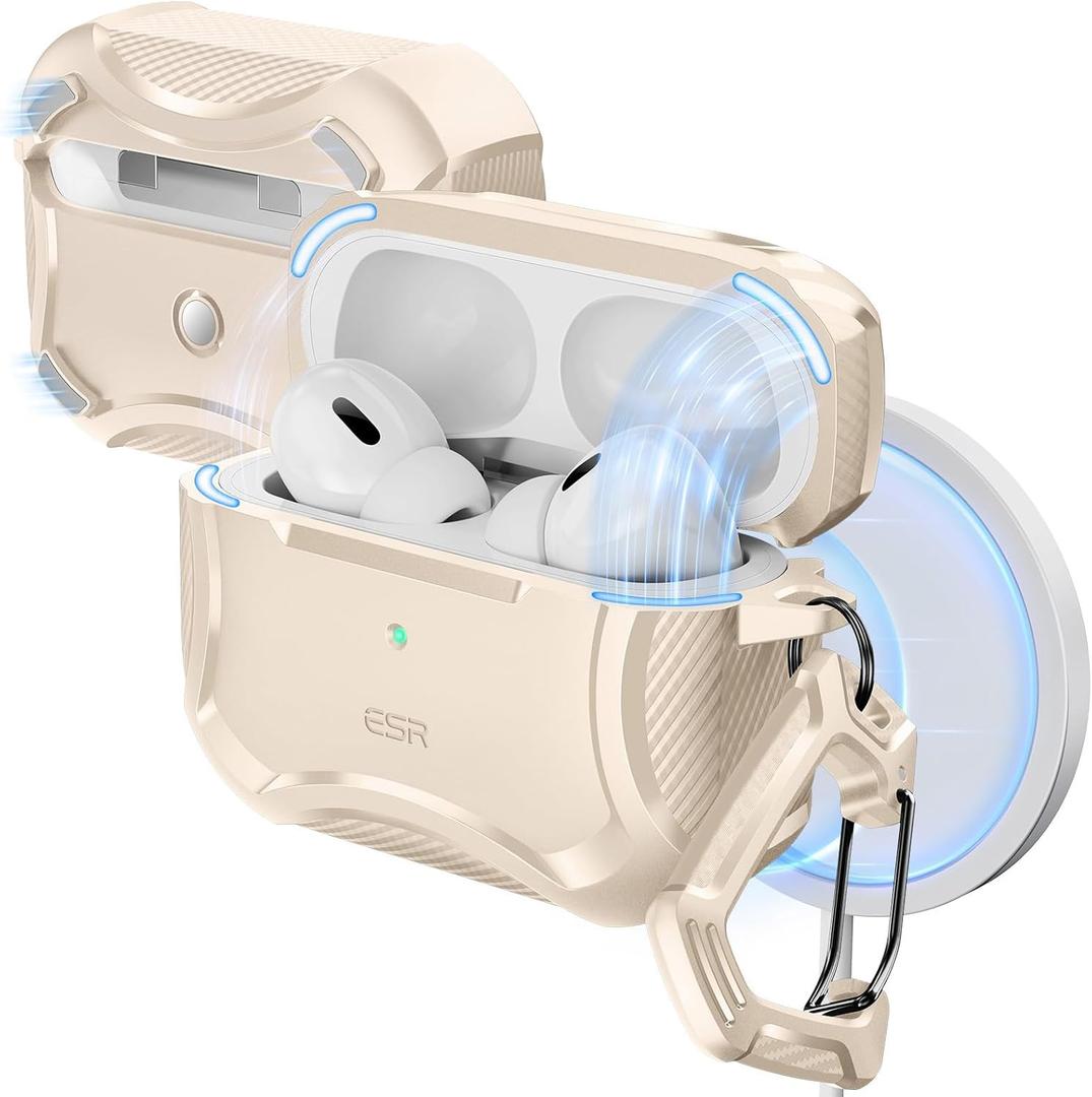 ESR for AirPods Pro 2nd Generation Case, Compatible with Airpods Pro Case 2nd/1st Gen (2023/2022/2019), Compatible with MagSafe, Powerful Drop Protection, Magnetic Lid, Desert Titanium