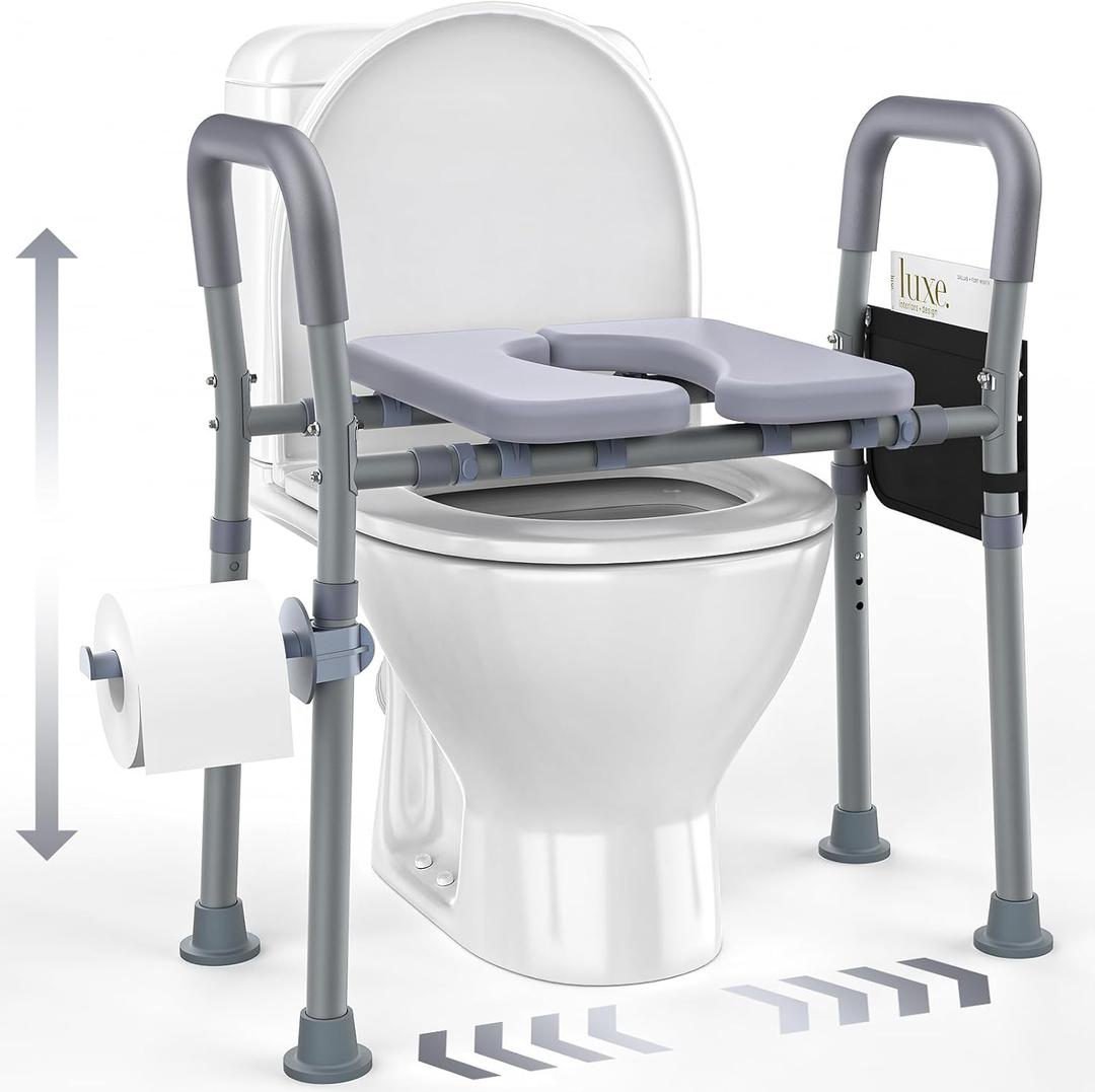 Toilet Seat Risers for Seniors, Raised Toilet Seat with Handles, Adjustable Height & Width, Heavy Duty Up to 550lb Handicap Elevated Toilet Seat for Elderly, Pregnant, Fit Any Toilet