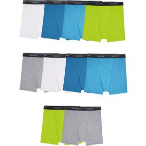 Fruit of the Loom Boys' and Toddler Boxer Briefs, Tag Free & Breathable Underwear, Multipacks, 10 Pack-Assorted Colors, Size: L