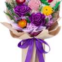 Forever Flowers Gifts for Mom, Mothers Day Preserved Flowers Bouquet Birthday Gifts for Her, Preserved Roses for Grandma Wife Anniversary Valentines Day Christmas (Purple Paper)