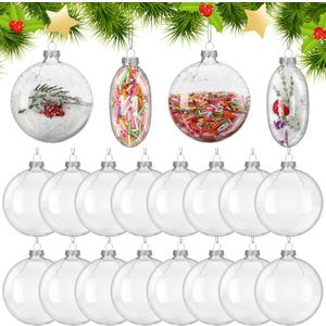 Liliful 24 Pcs Christmas Clear Ornaments Fillable Flat Ball 3.15 Inch for Crafts DIY Ornaments Craft Fillable Glass Ornament Balls Disc Glass Bulbs for Christmas Tree Party Wedding Home Decor