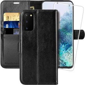 MONASAY Wallet Case Fit for Samsung Galaxy S20 5G, 6.2 inch, [Screen Protector Included] Flip Leather Cell Phone Cover with RFID Blocking Credit Card Holder, Black