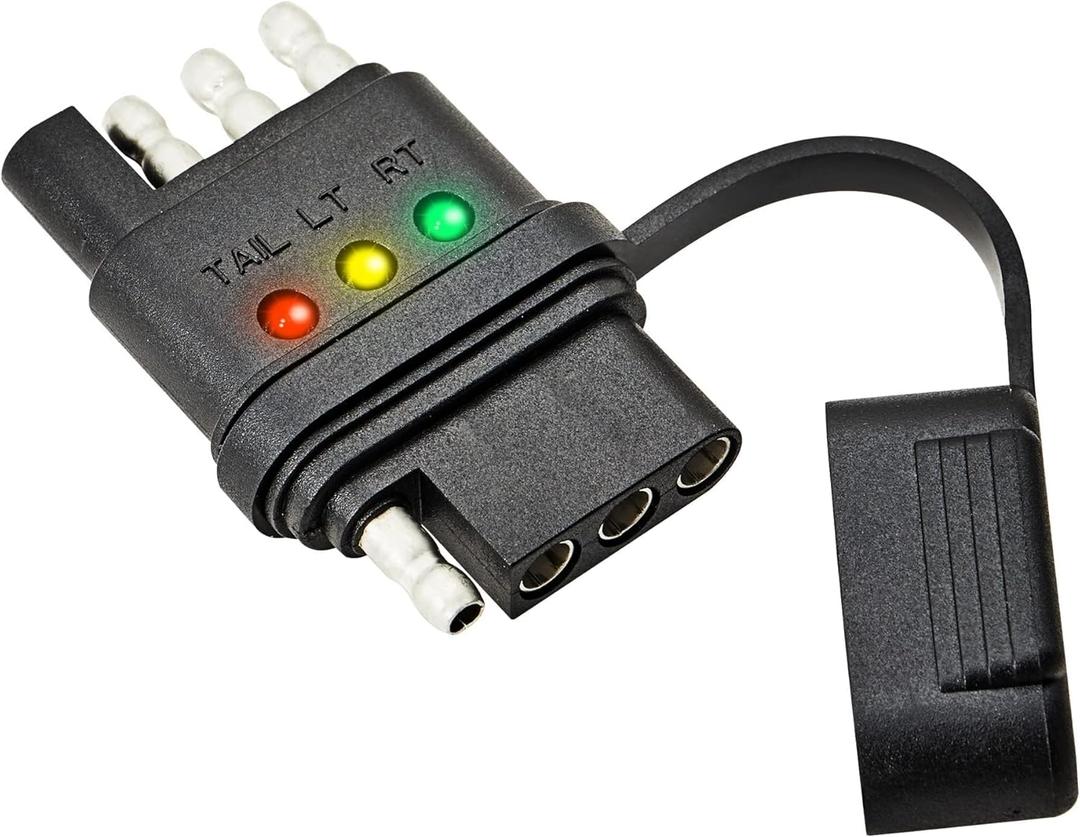 Oyviny 4-Way Flat Trailer Wiring Tester 4 Pin Male and Female Trailer Tester with Bright Indicators, Double End Design 4 Pin Trailer Light Tester for Turn Signal Tail Lights Trouble Shooter